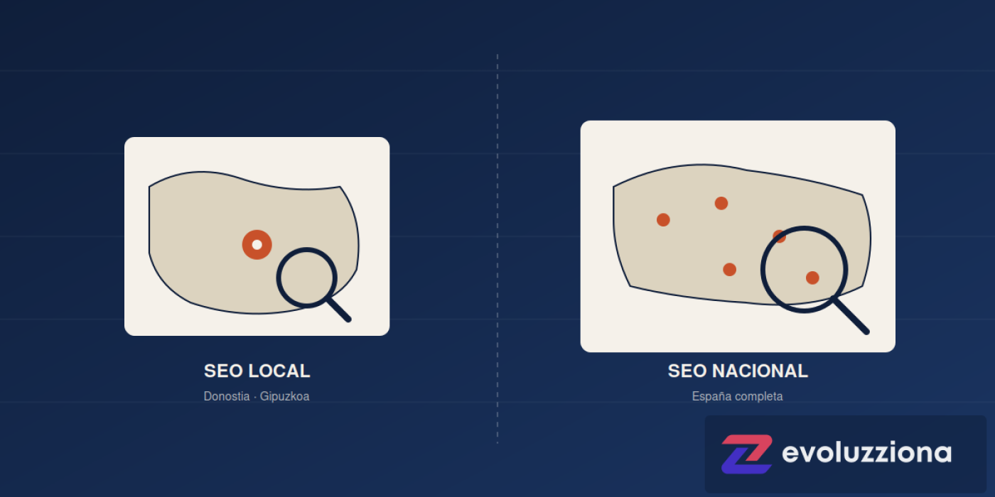 Comparativa SEO local Donostia Gipuzkoa vs SEO nacional para PYMES